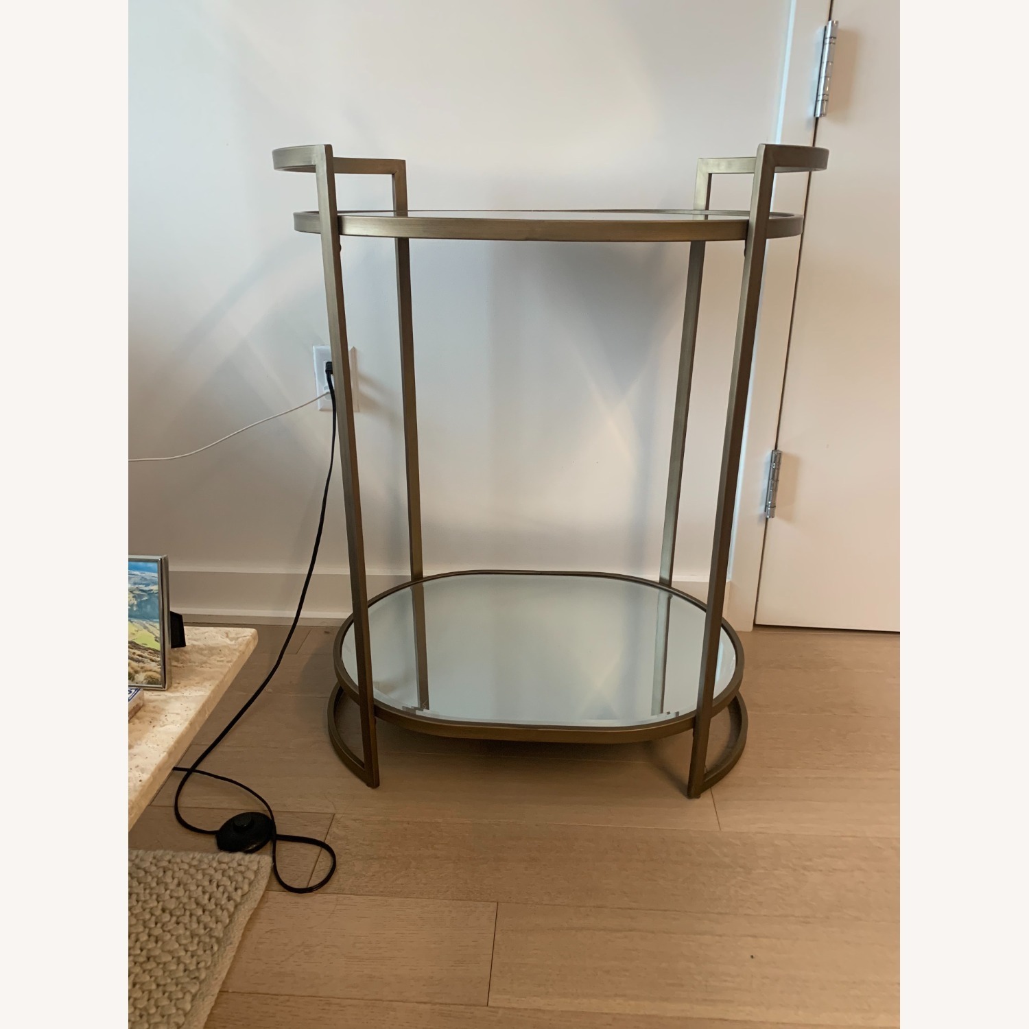 Vintage Brass & Mirror Cart - image-3