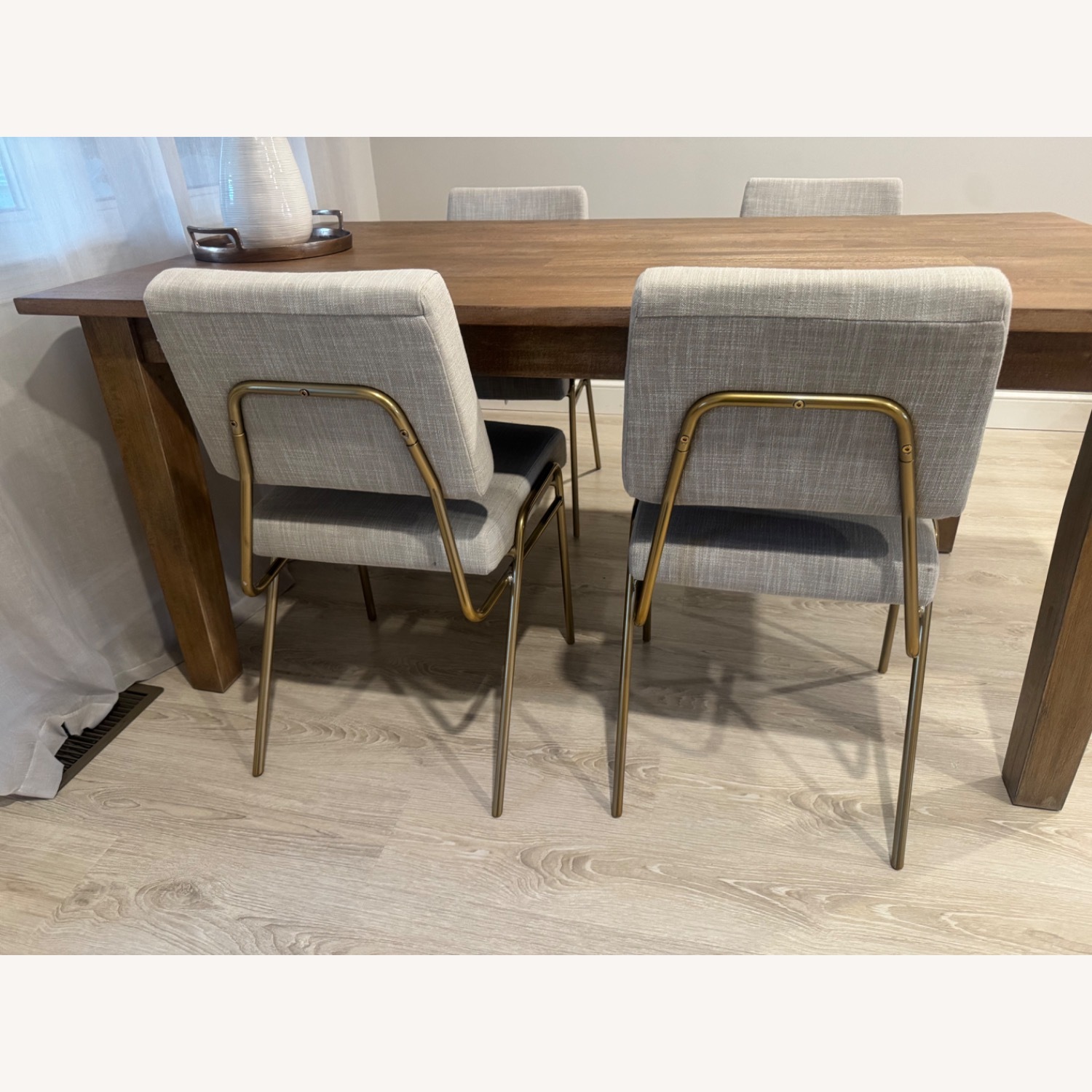 West Elm Wireframe Light Gray Fabric Dining Chair - image-4