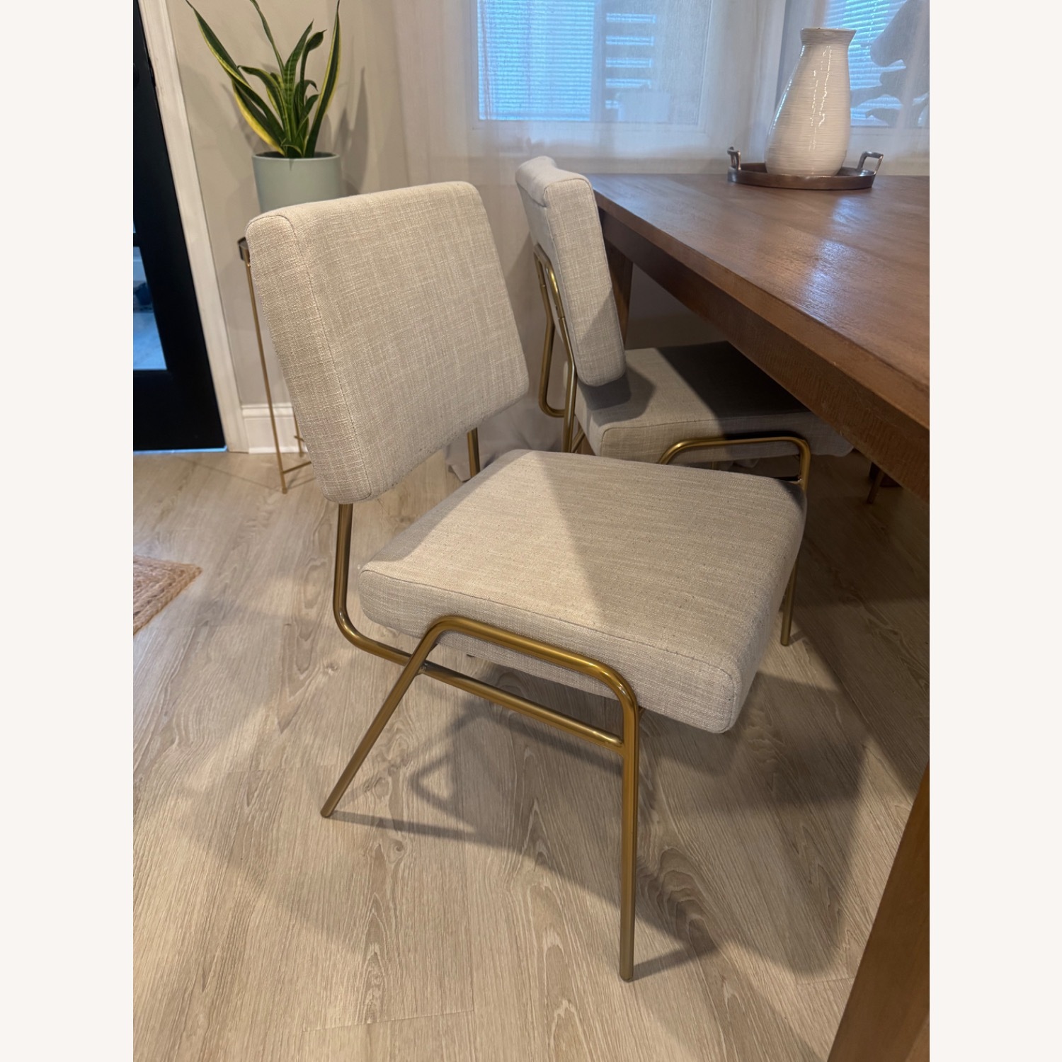 West Elm Wireframe Light Gray Fabric Dining Chair - image-3