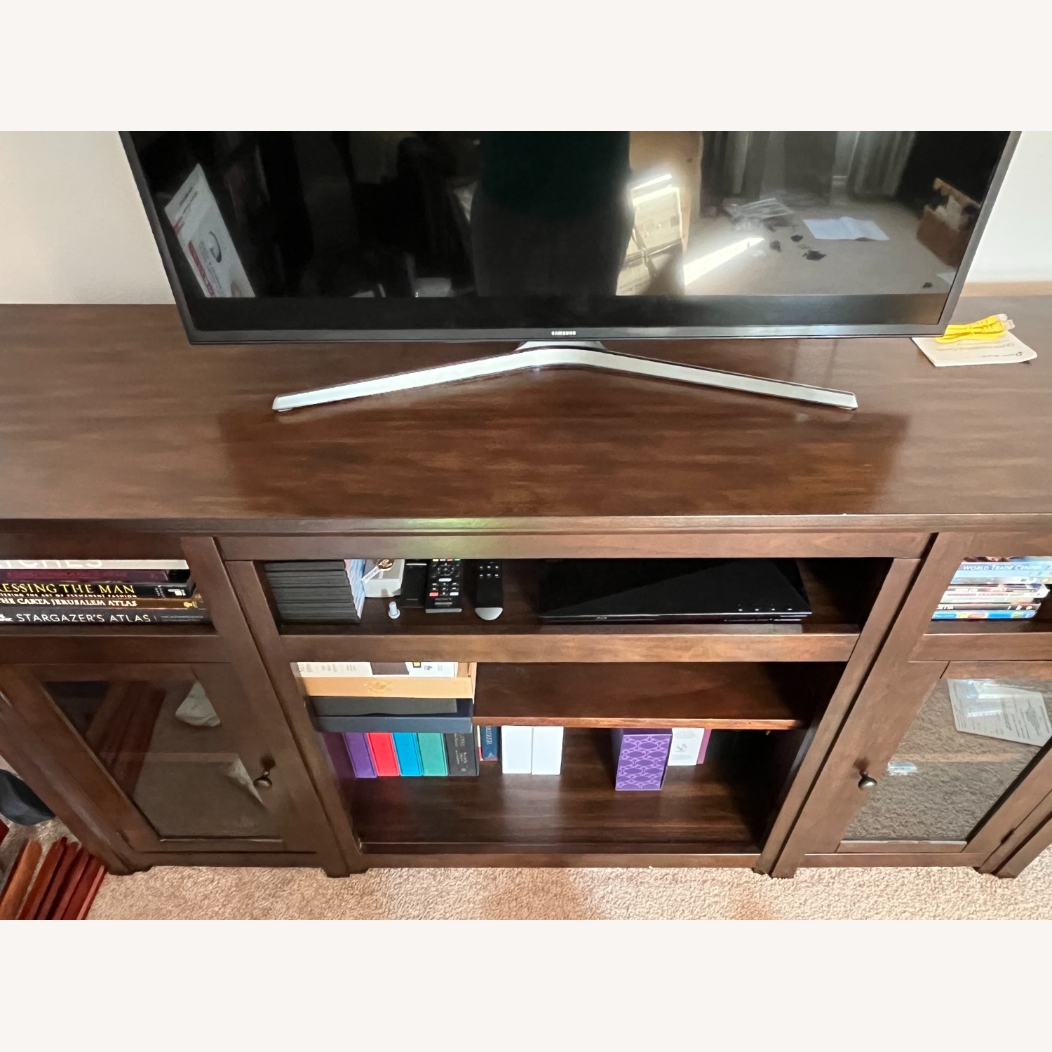 Ashley Furniture Dark Brown Wood Media Storage - image-2