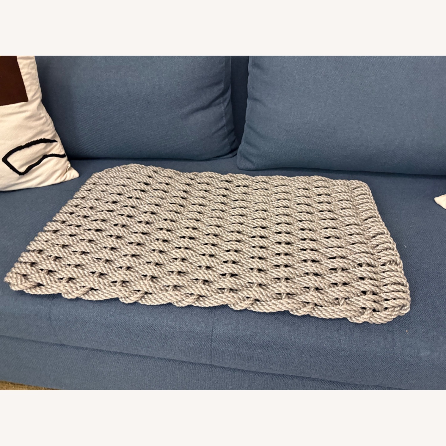Woven Rope Doormat in Silver  - image-1