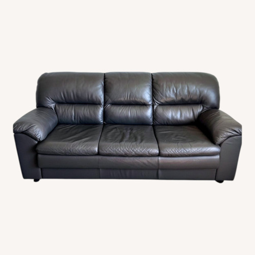 Used Black Leather 3-Seat Couch (Cubo Rosso) for sale on AptDeco