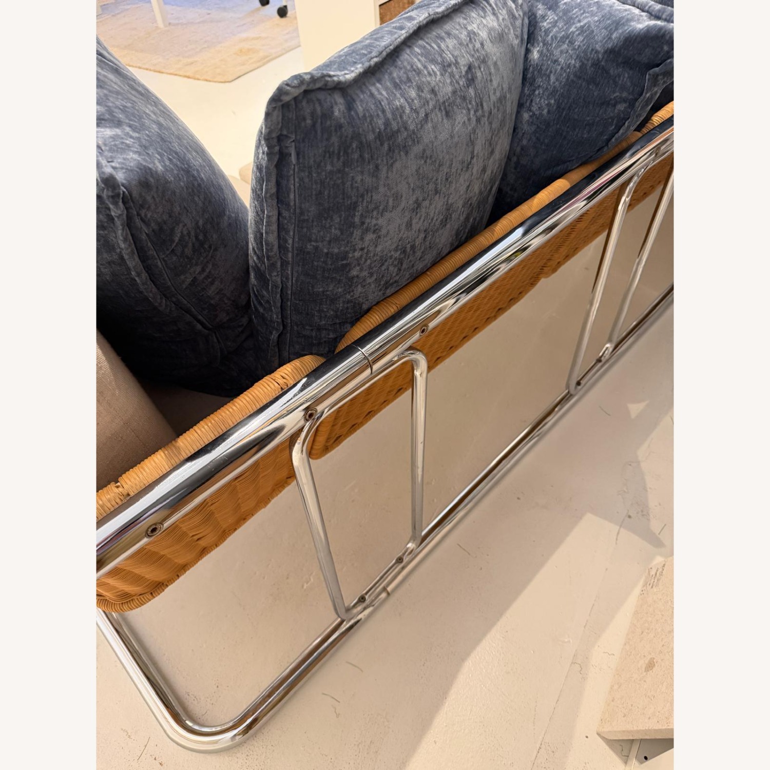Chrome and Cane Natural 3+ Seater Sofa - image-3