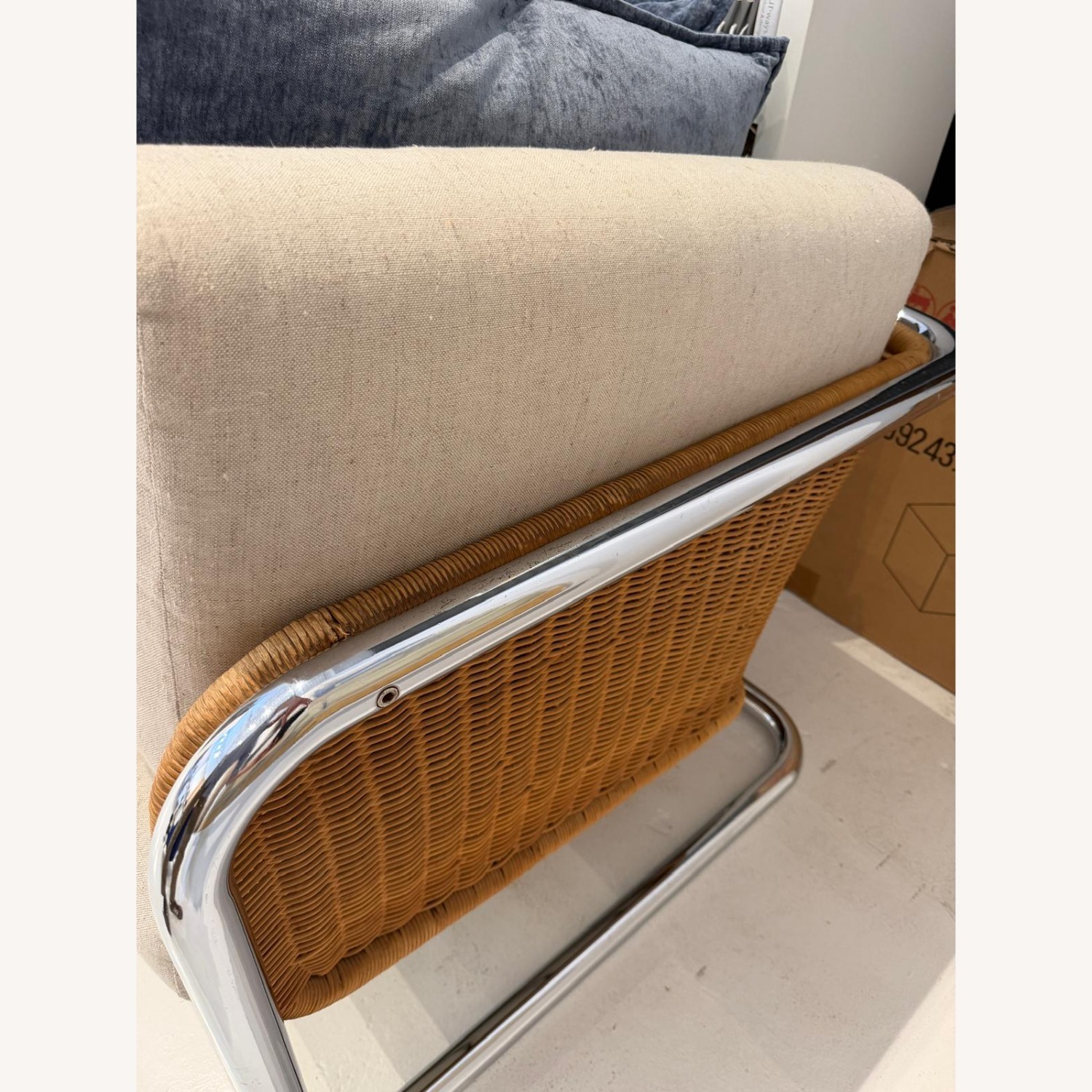 Chrome and Cane Natural 3+ Seater Sofa - image-2