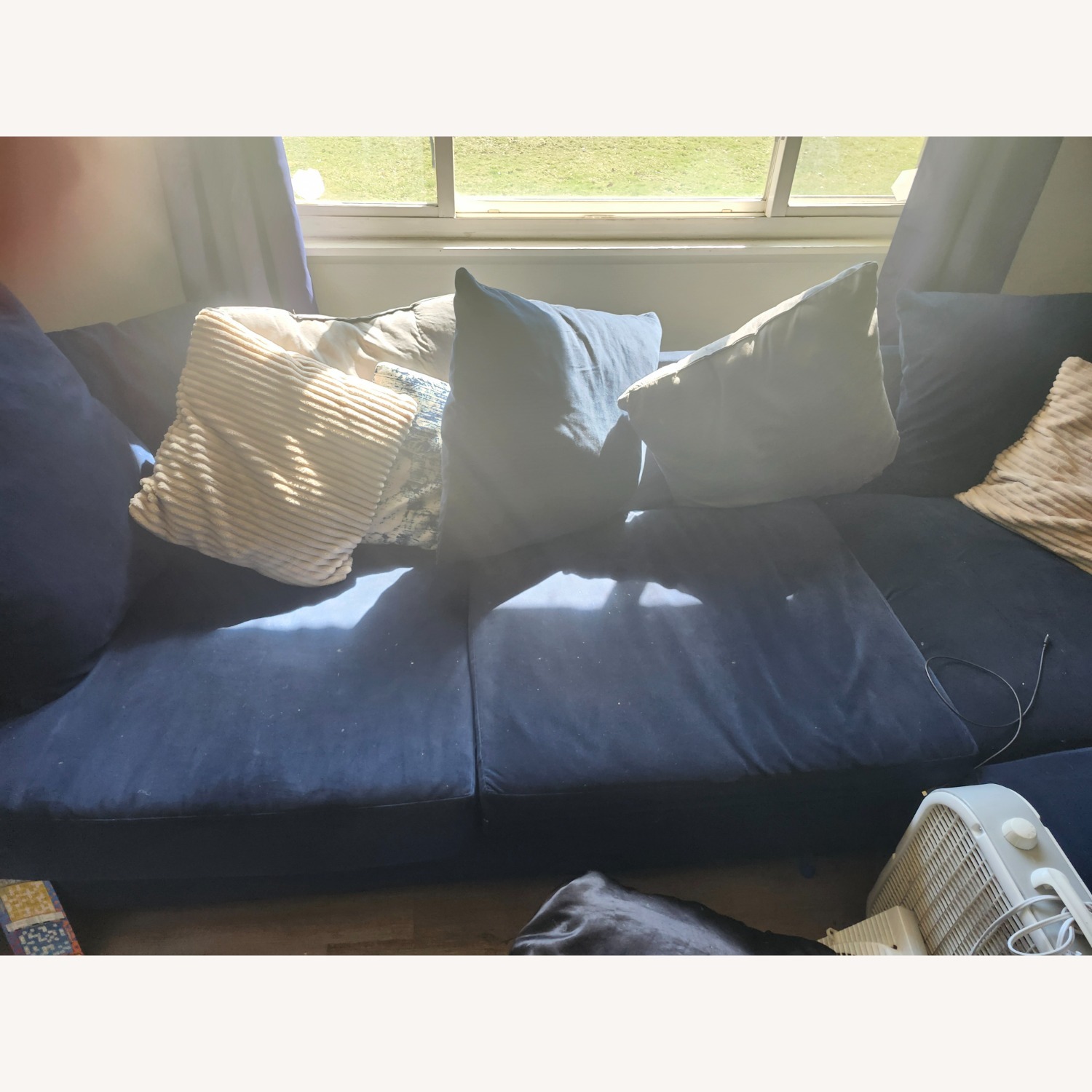 Classic Design Blue Fabric 2 Piece Sectional - image-4