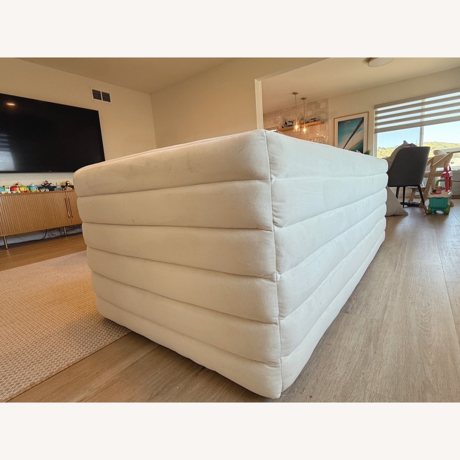 CB2 Strato 80" White Velvet 3+ Seater Sofa - image-3