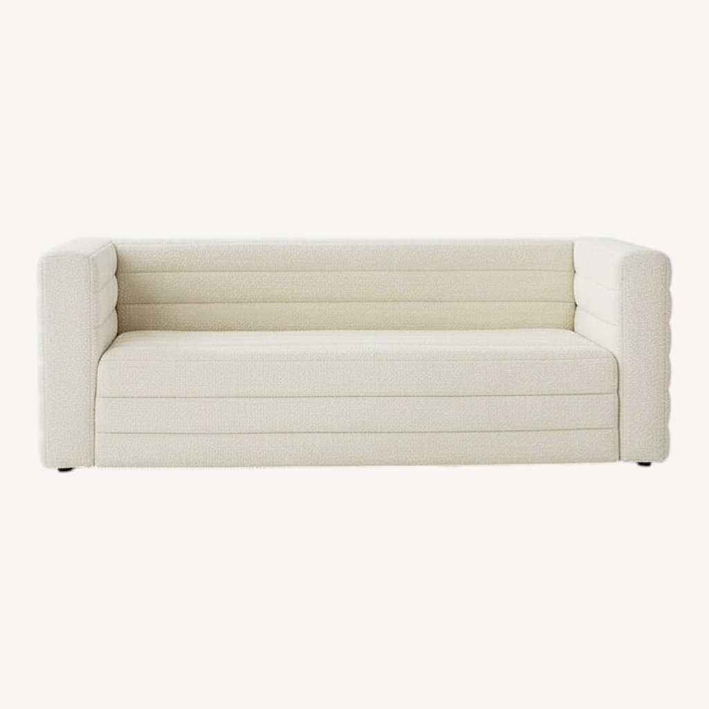 Image of Cb2 Strato 80" White Velvet 3+ Seater Sofa