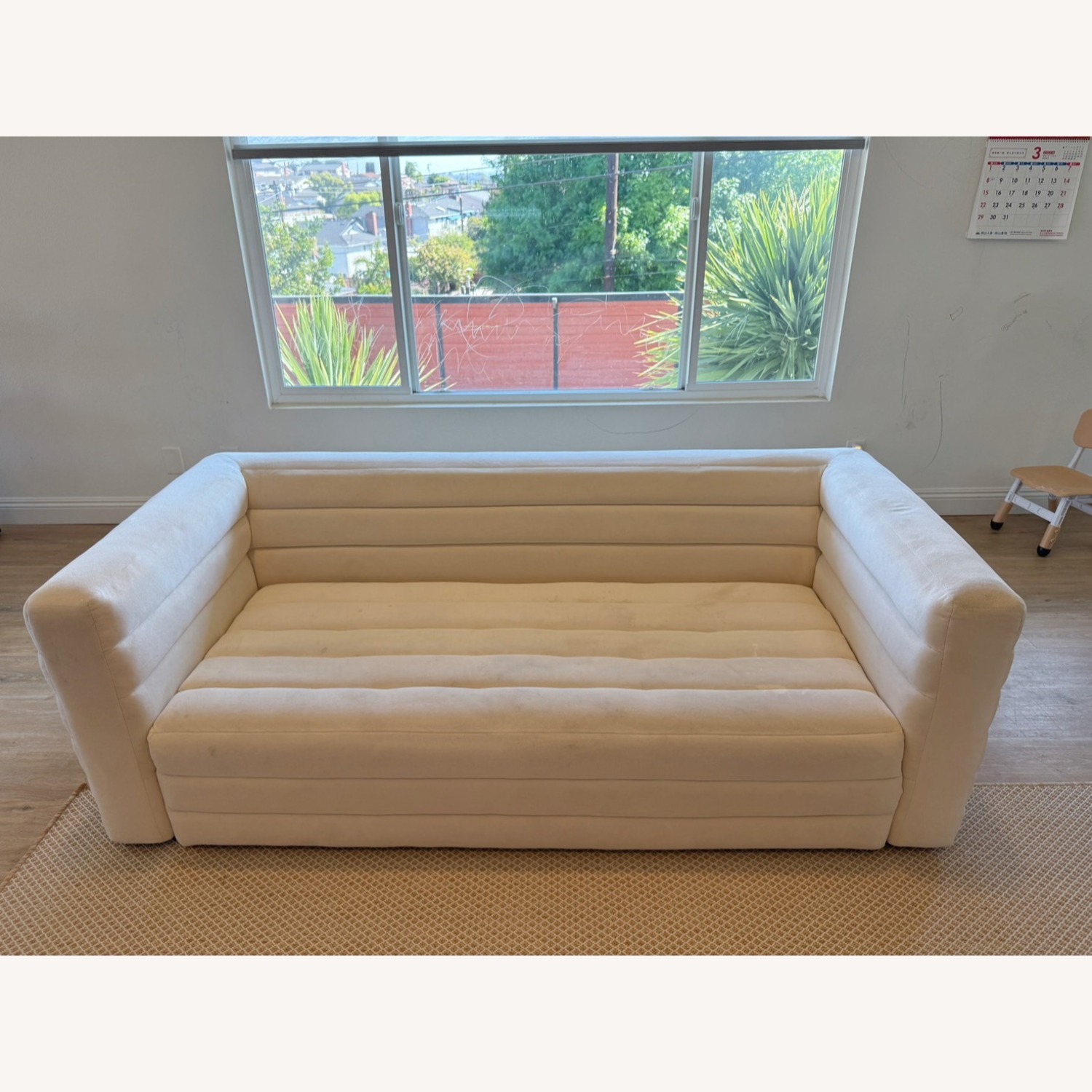 CB2 Strato 80" White Velvet 3+ Seater Sofa - image-1