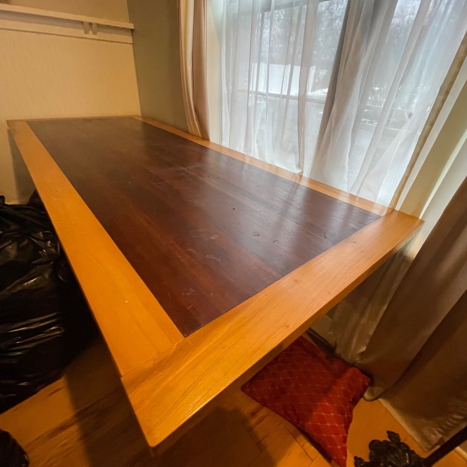 Vintage/Antique Red Wood Dining Table - image-1