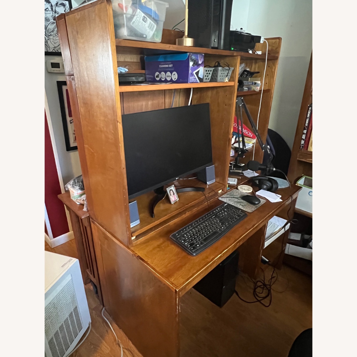 Wood Desk with Shelves - image-3