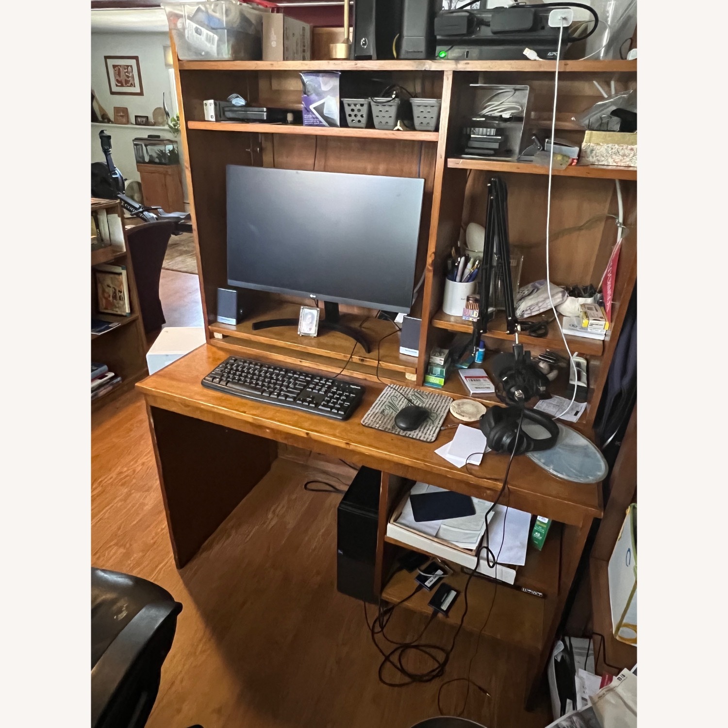 Wood Desk with Shelves - image-1