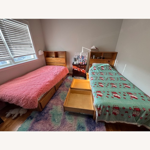 Used Gothic Cabinet Craft Natural Wood Twin Bed for sale on AptDeco