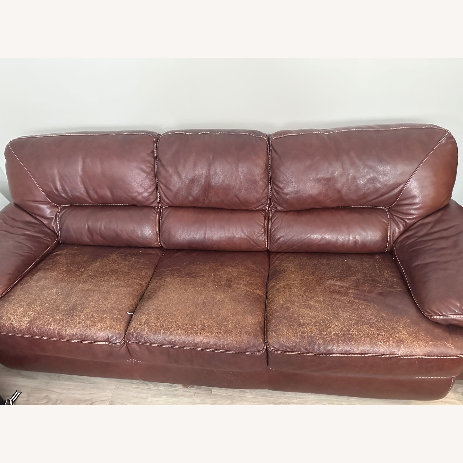 Dark Brown Leather 3+ Seater Sofa - image-3