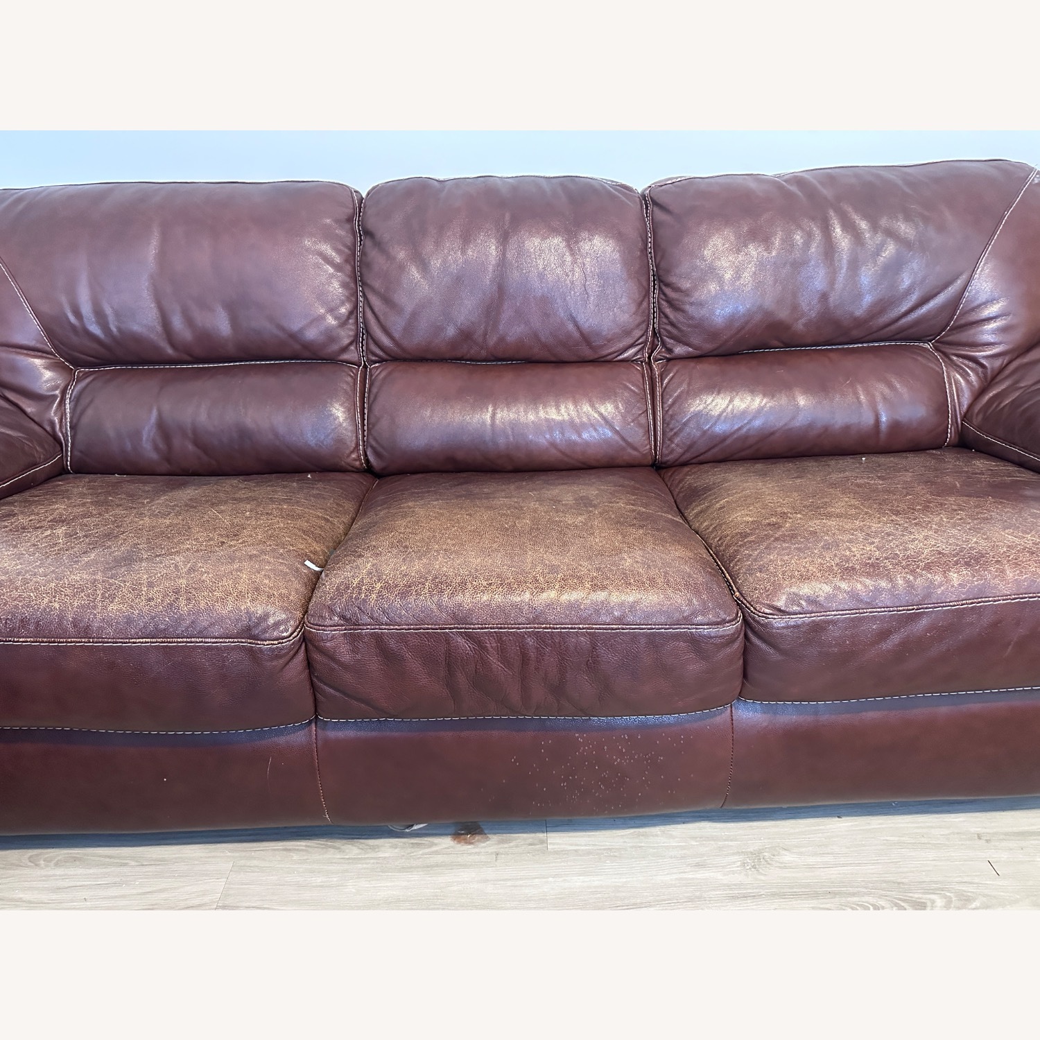 Dark Brown Leather 3+ Seater Sofa - image-4