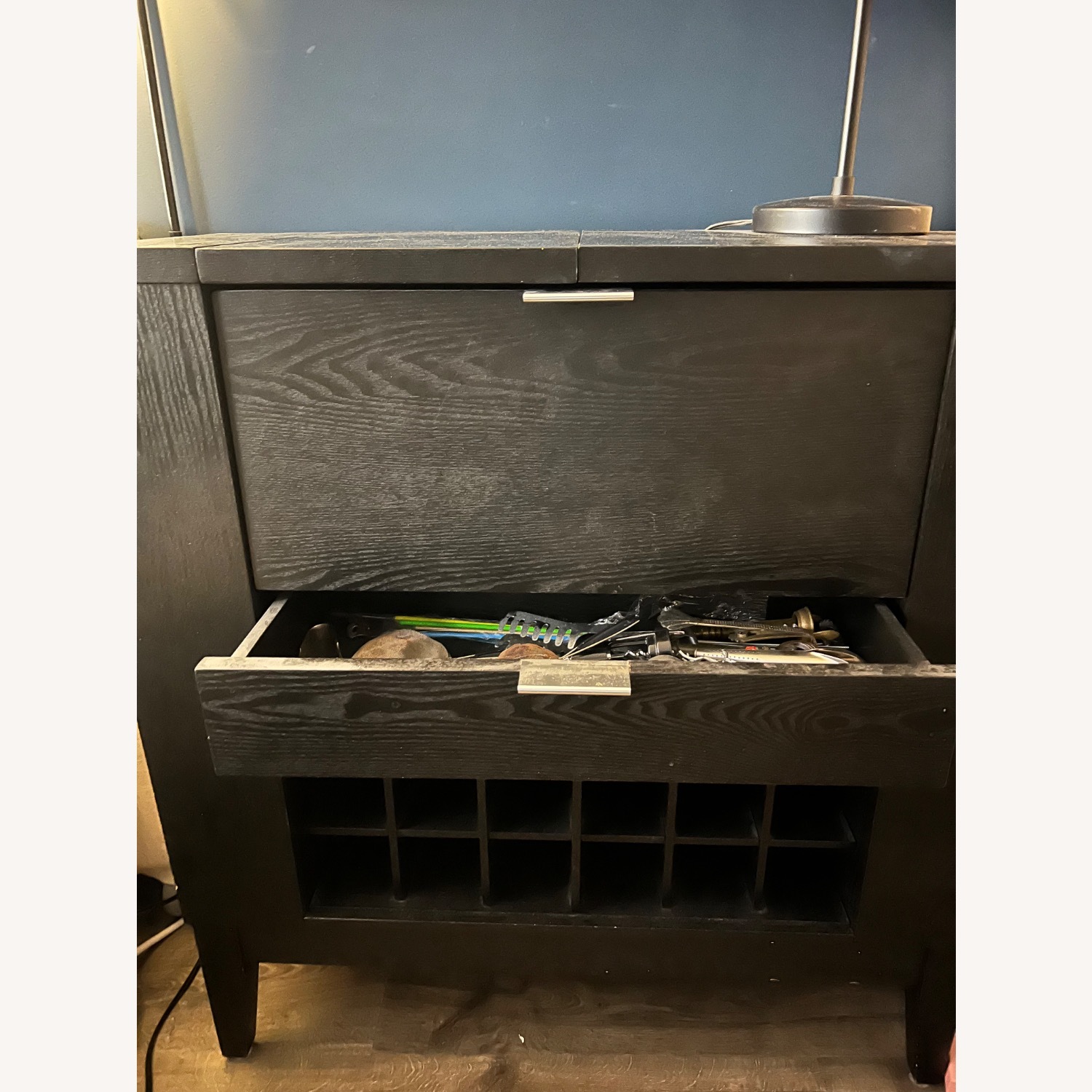 Crate & Barrel Black Parker Spirits Cabinet - image-4