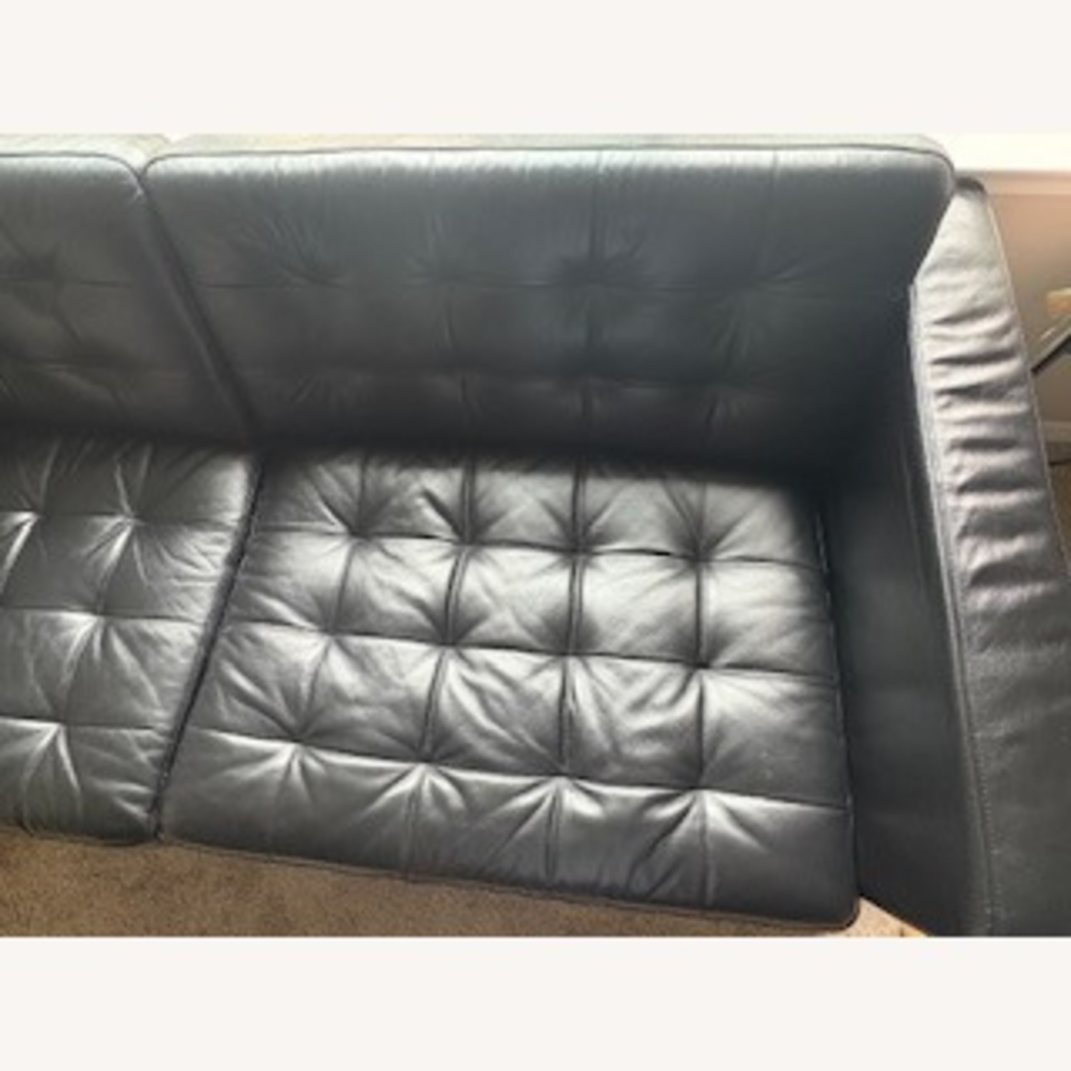 IKEA Morabo Black Leather 3+ Seater Sofa - image-3