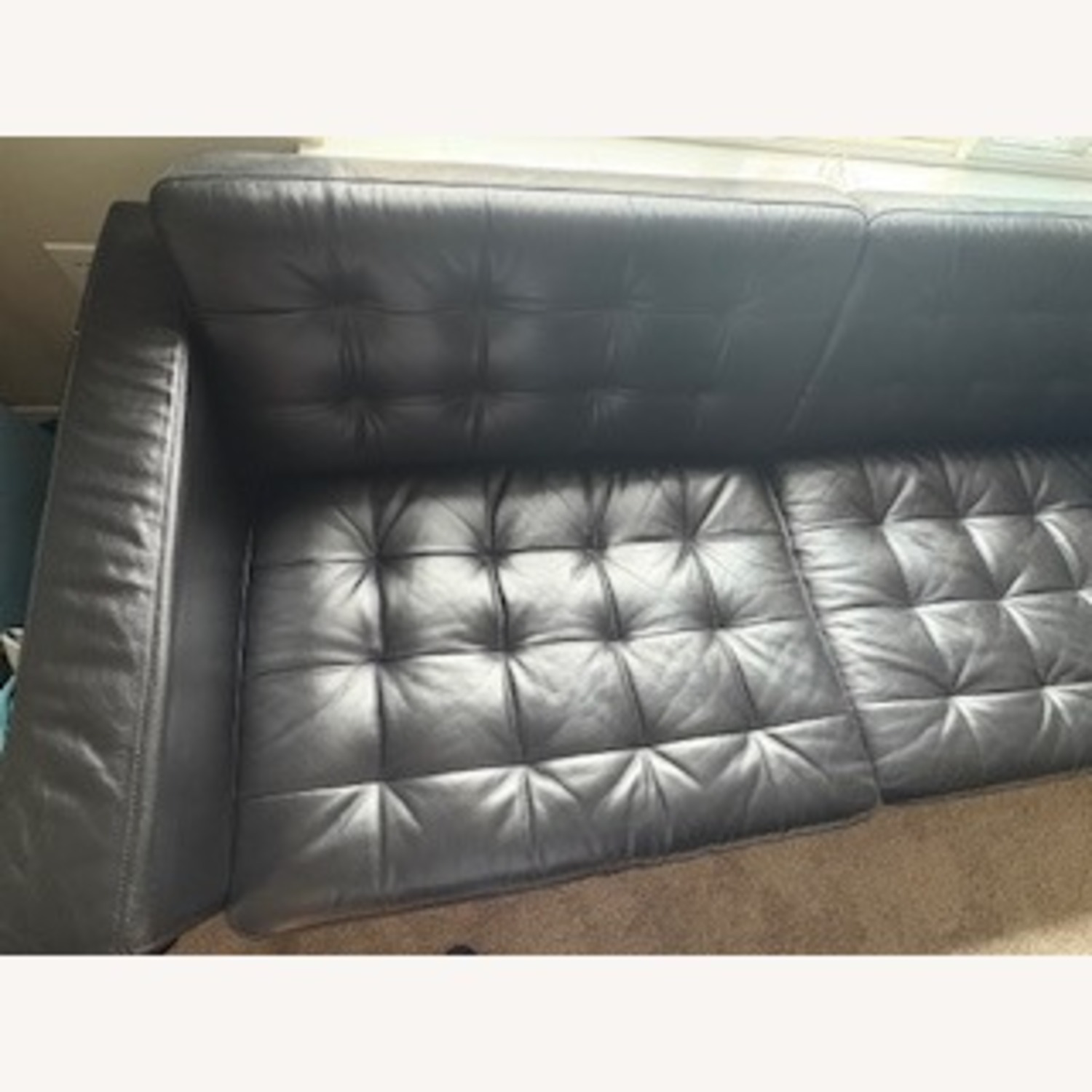 IKEA Morabo Black Leather 3+ Seater Sofa - image-7