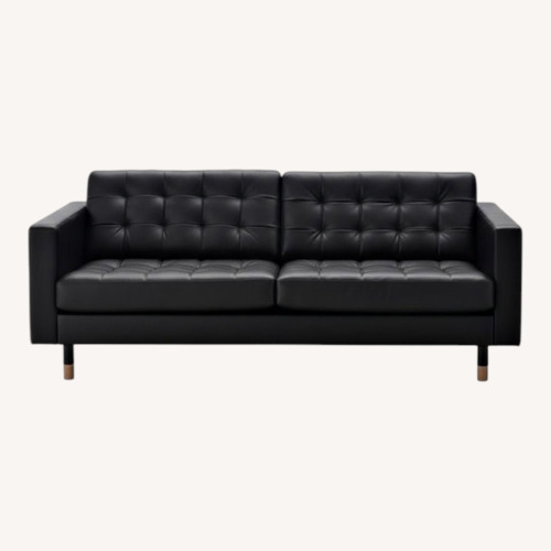 Used IKEA Morabo Black Leather 3+ Seater Sofa for sale on AptDeco