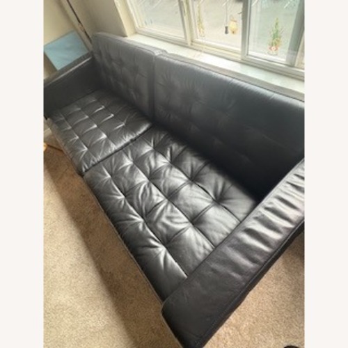 Used IKEA Morabo Black Leather 3+ Seater Sofa for sale on AptDeco