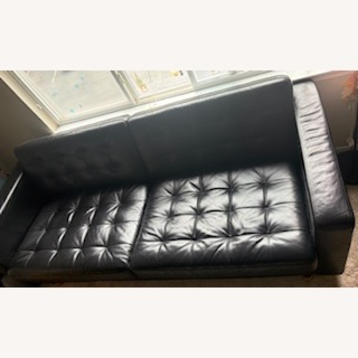 IKEA Morabo Black Leather 3+ Seater Sofa - image-2