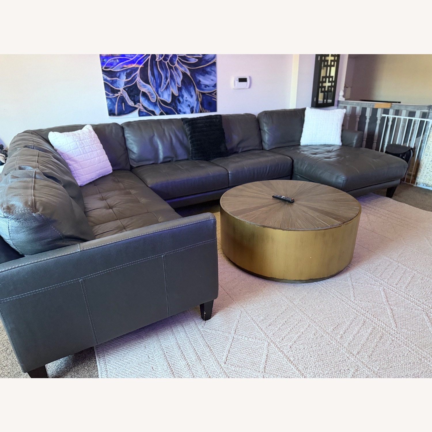 Chateau D'ax Becker Dark Gray Leather 3+ Piece Sectional - image-17