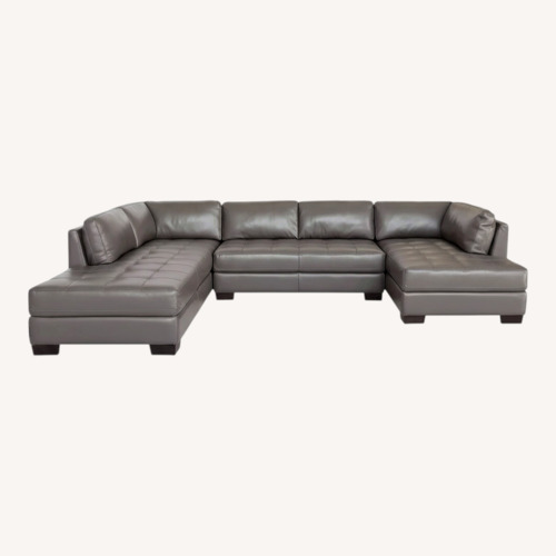 Used Chateau D'ax Becker Dark Gray Leather 3+ Piece Sectional for sale on AptDeco