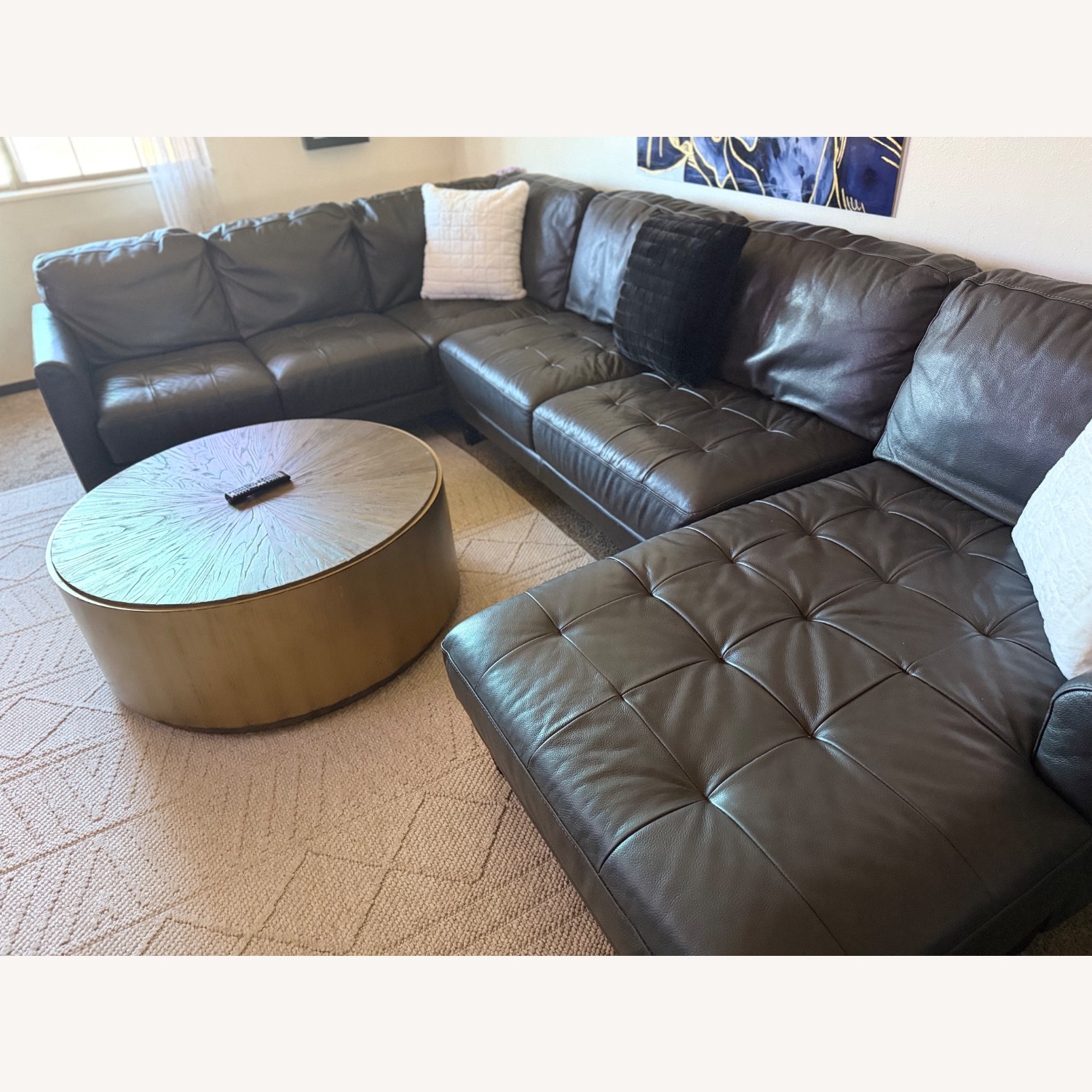 Chateau D'ax Becker Dark Gray Leather 3+ Piece Sectional - image-12