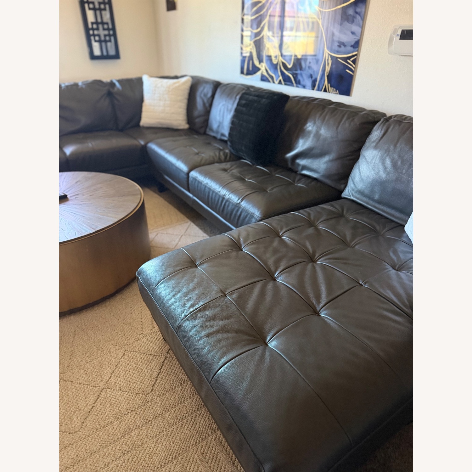 Chateau D'ax Becker Dark Gray Leather 3+ Piece Sectional - image-14