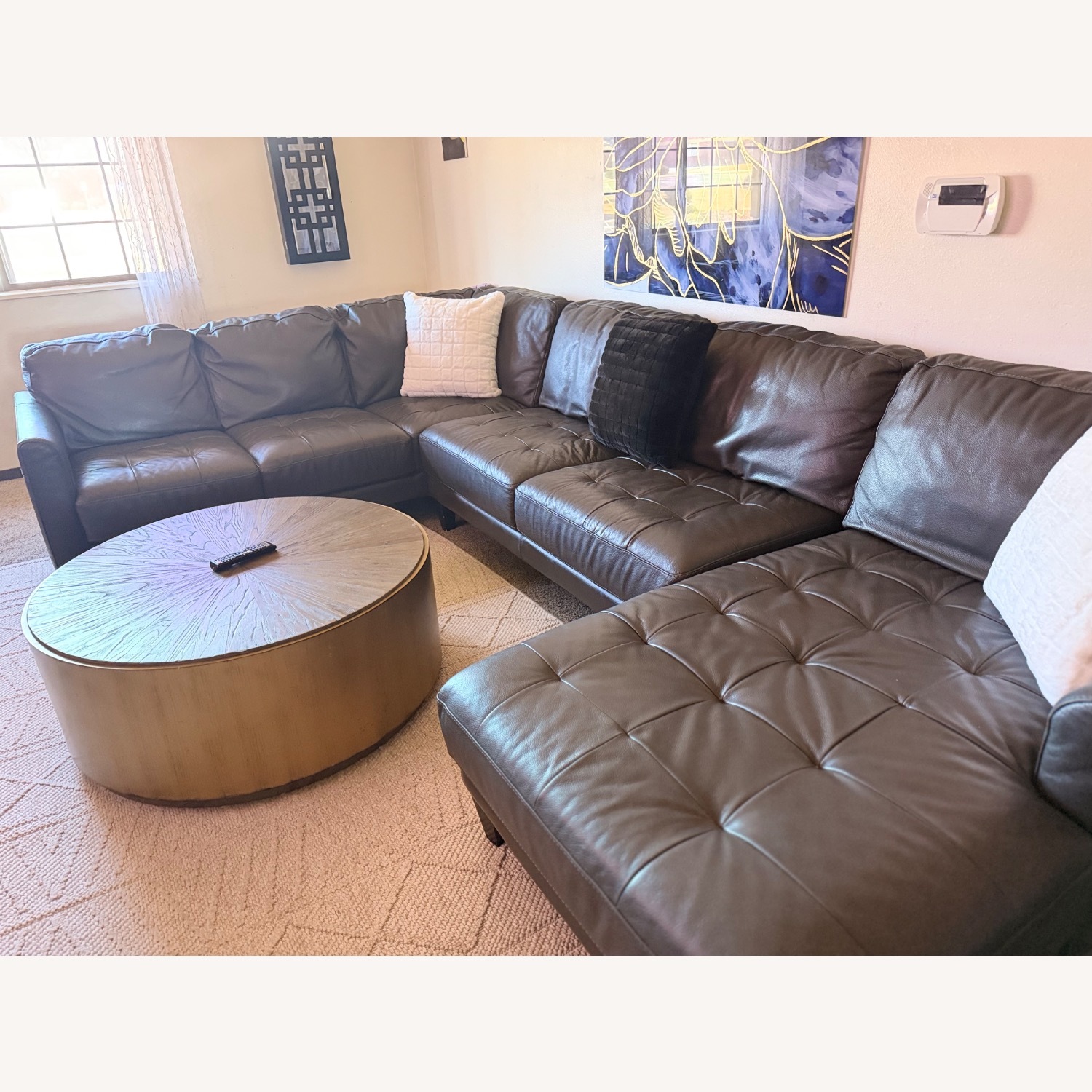 Chateau D'ax Becker Dark Gray Leather 3+ Piece Sectional - image-13