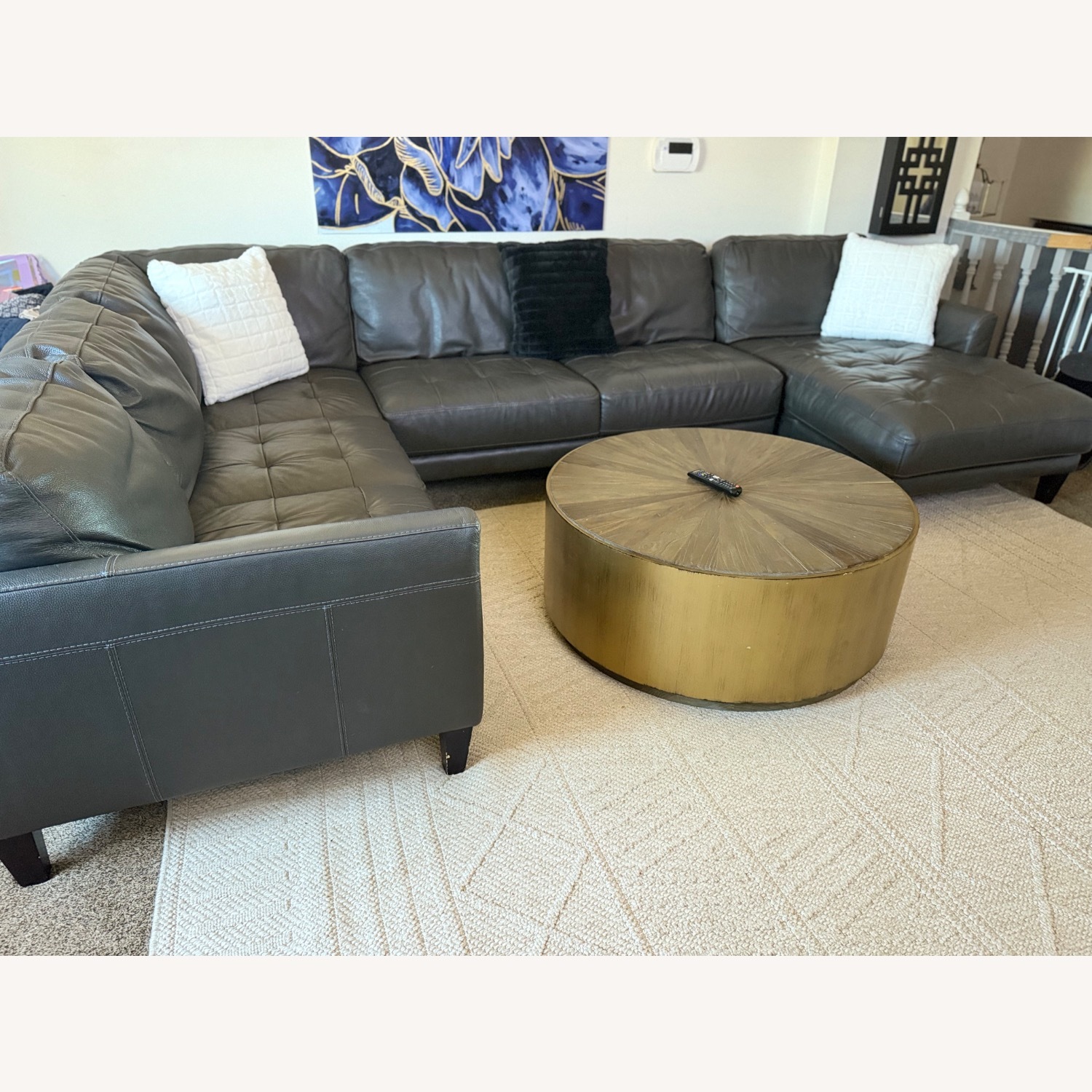 Chateau D'ax Becker Dark Gray Leather 3+ Piece Sectional - image-19