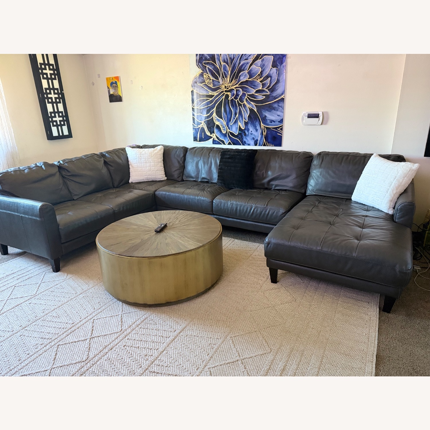 Chateau D'ax Becker Dark Gray Leather 3+ Piece Sectional - image-2