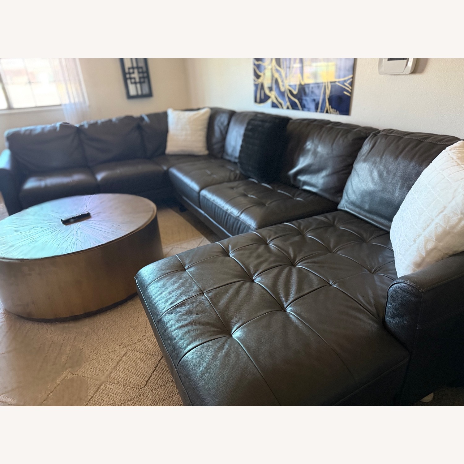 Chateau D'ax Becker Dark Gray Leather 3+ Piece Sectional - image-11