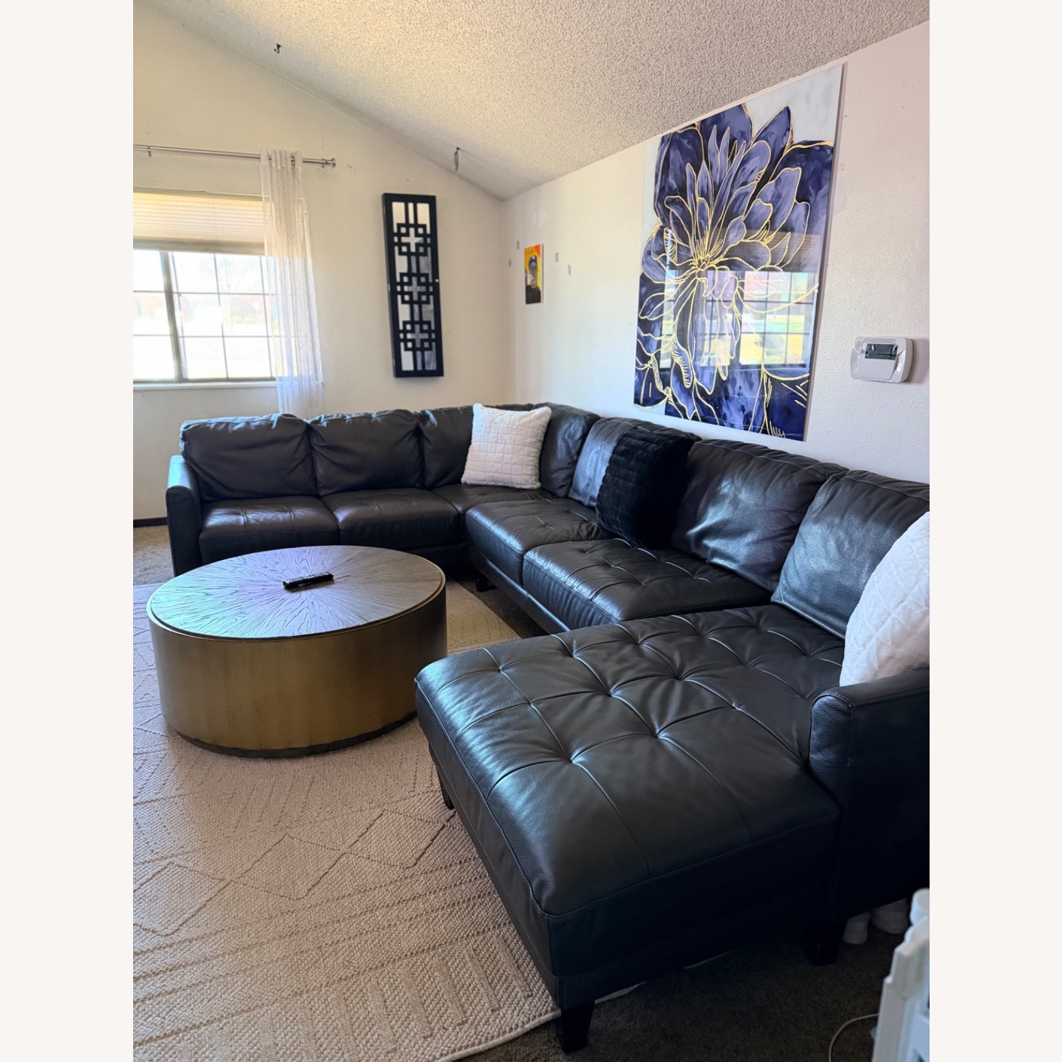 Chateau D'ax Becker Dark Gray Leather 3+ Piece Sectional - image-7