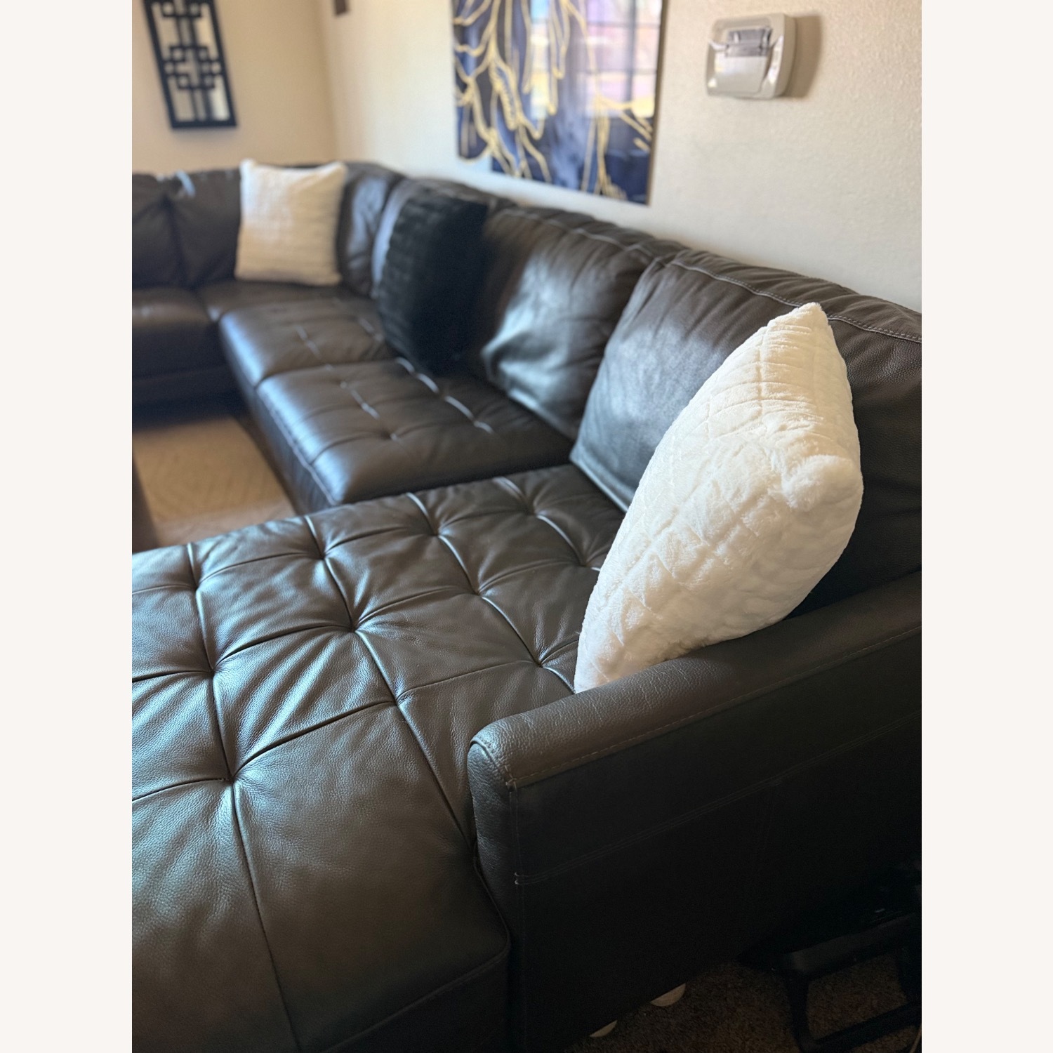 Chateau D'ax Becker Dark Gray Leather 3+ Piece Sectional - image-15