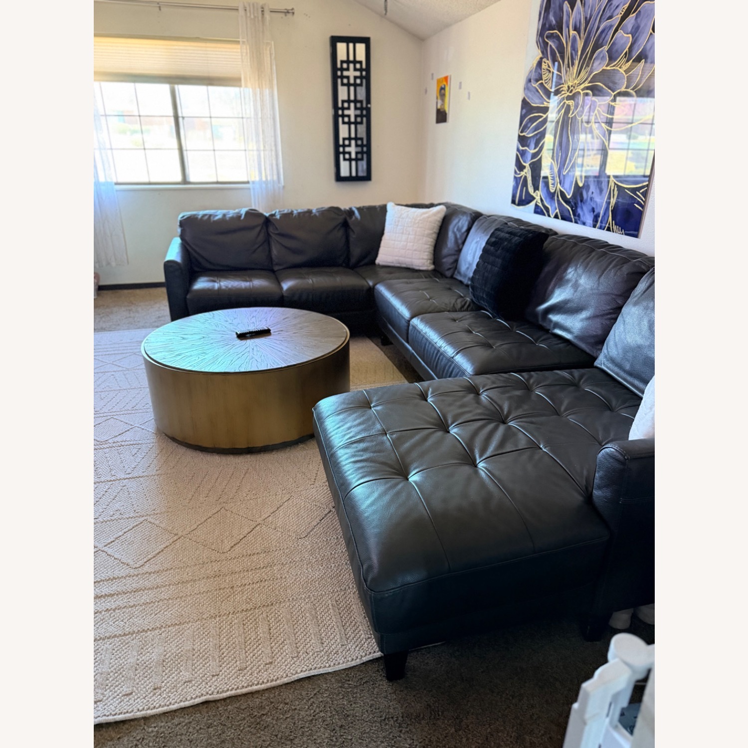 Chateau D'ax Becker Dark Gray Leather 3+ Piece Sectional - image-8