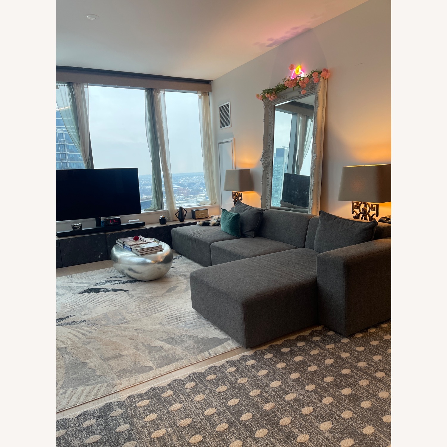 Vintage/Antique Ornate White Floor Mirror - image-3