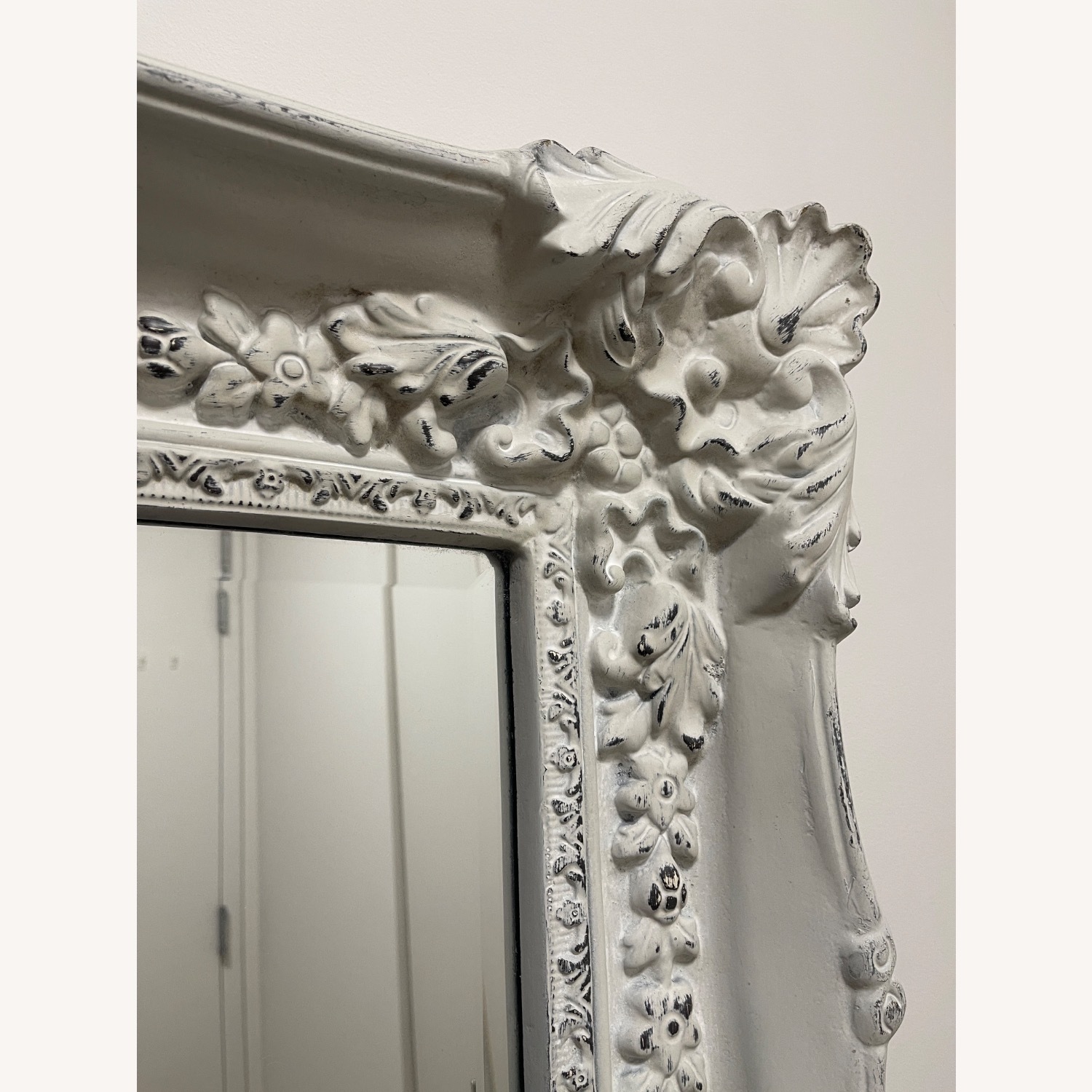 Vintage/Antique Ornate White Floor Mirror - image-1