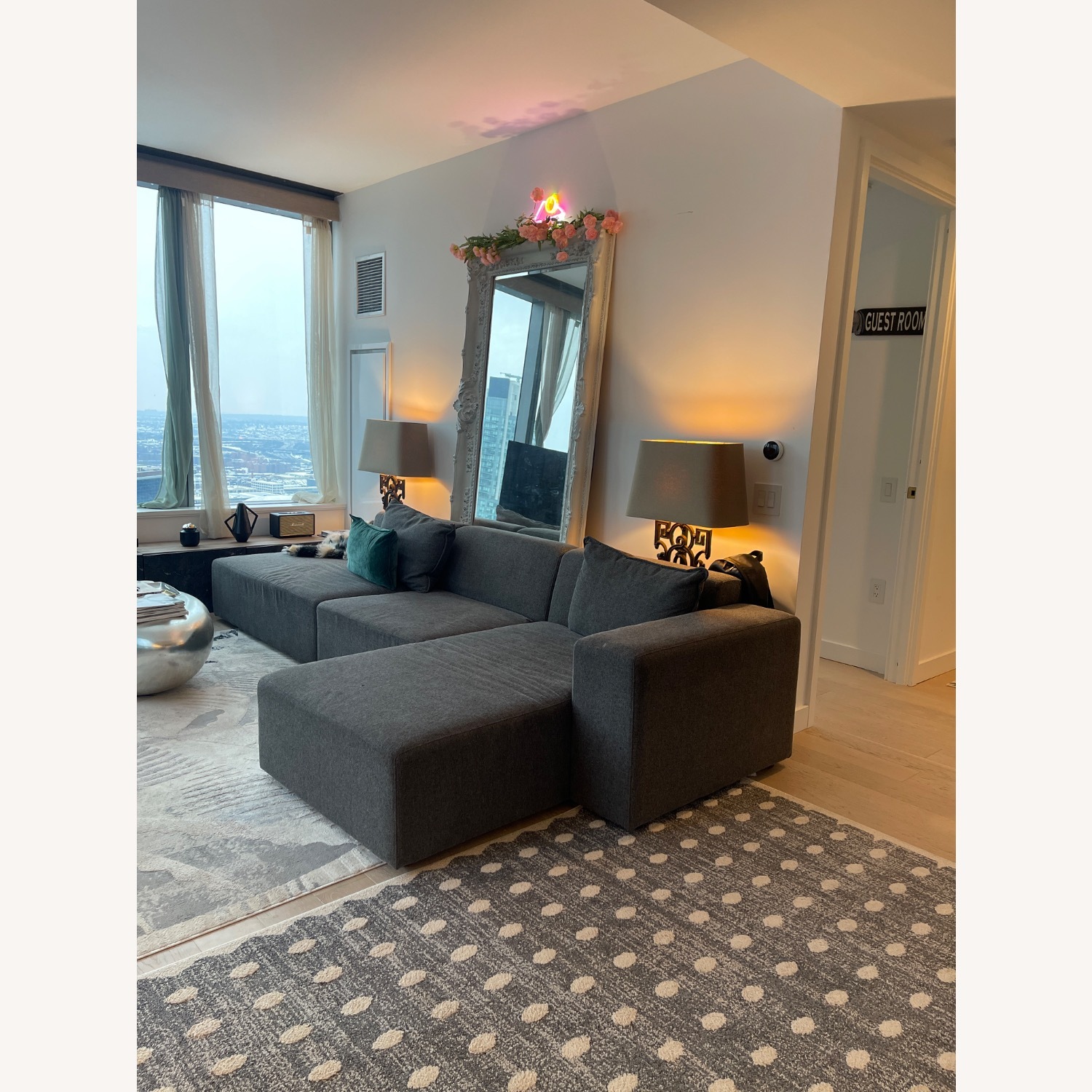 Vintage/Antique Ornate White Floor Mirror - image-2