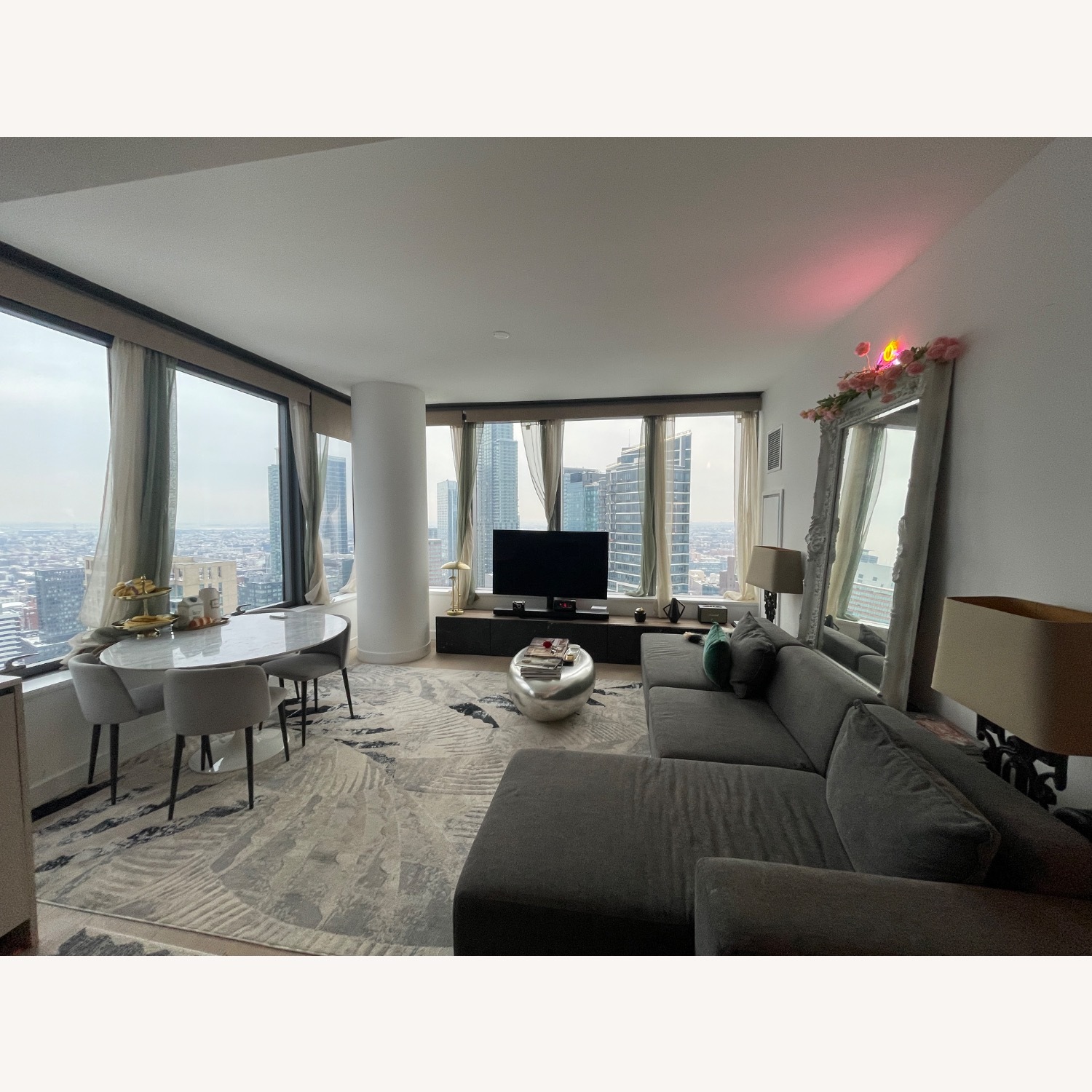 Vintage/Antique Ornate White Floor Mirror - image-4