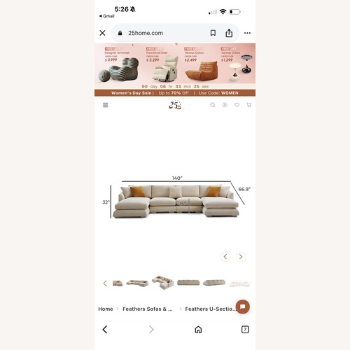 Used Aalto Double Chaise Sectional for sale on AptDeco