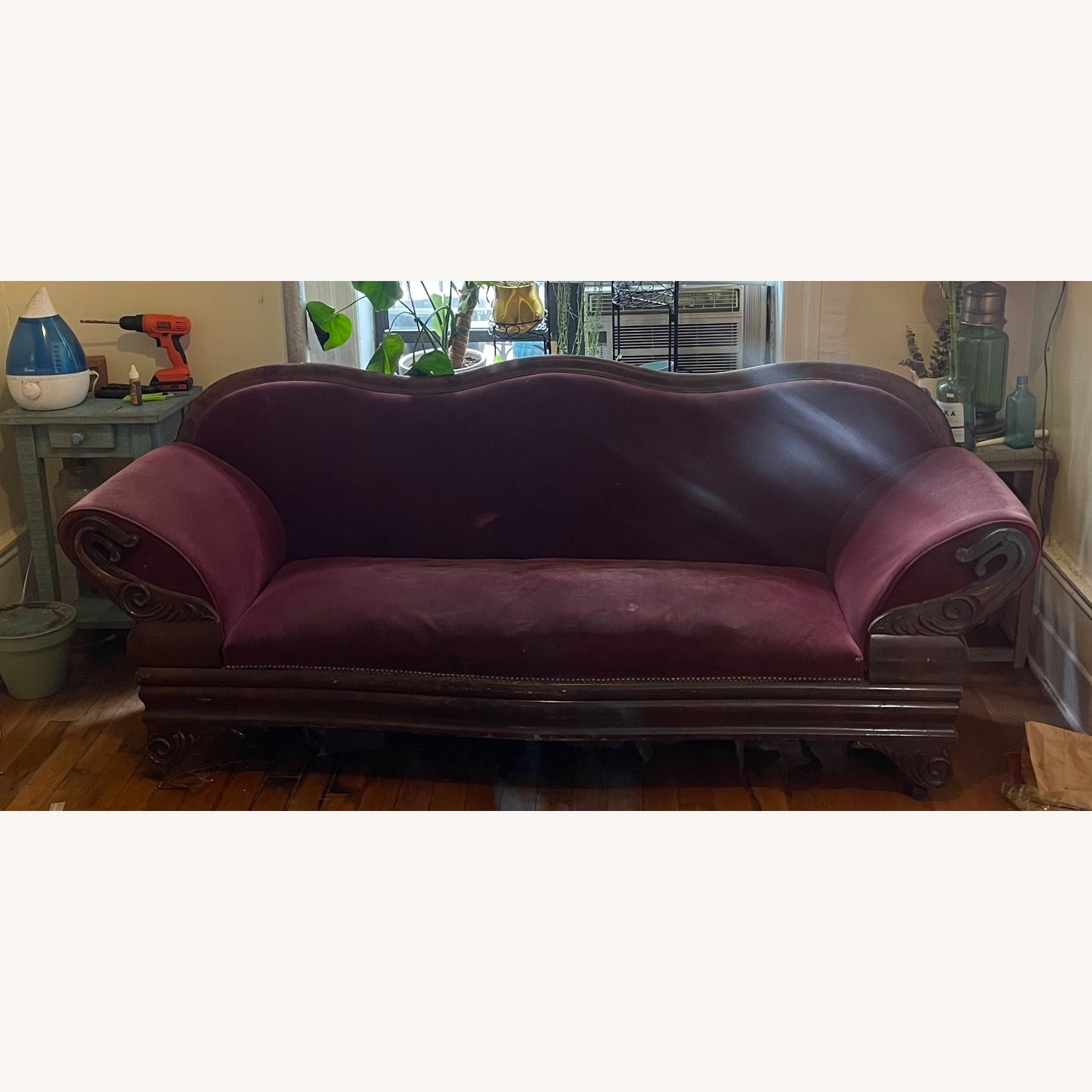 Real Victorian Velvet Couch - image-2