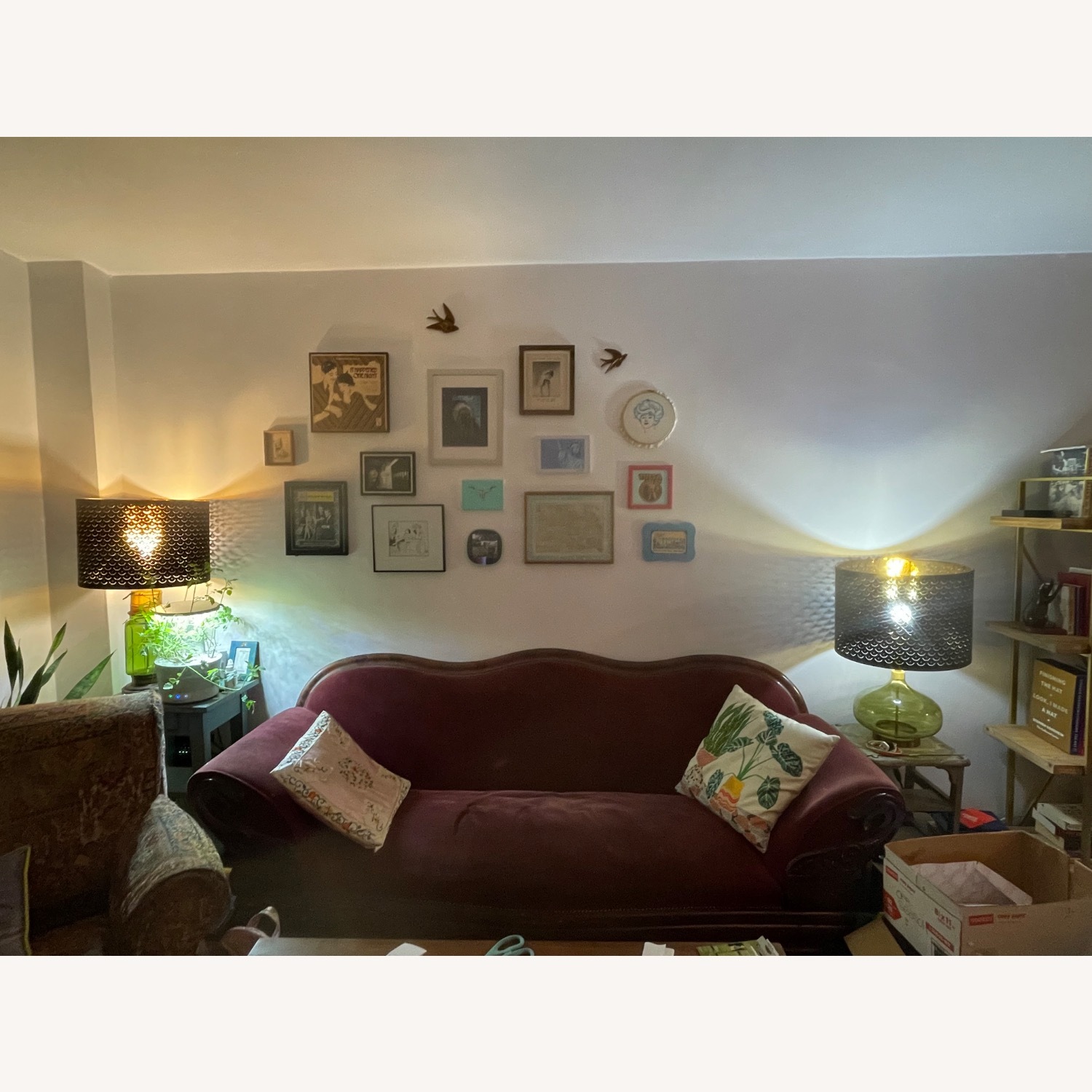 Real Victorian Velvet Couch - image-1