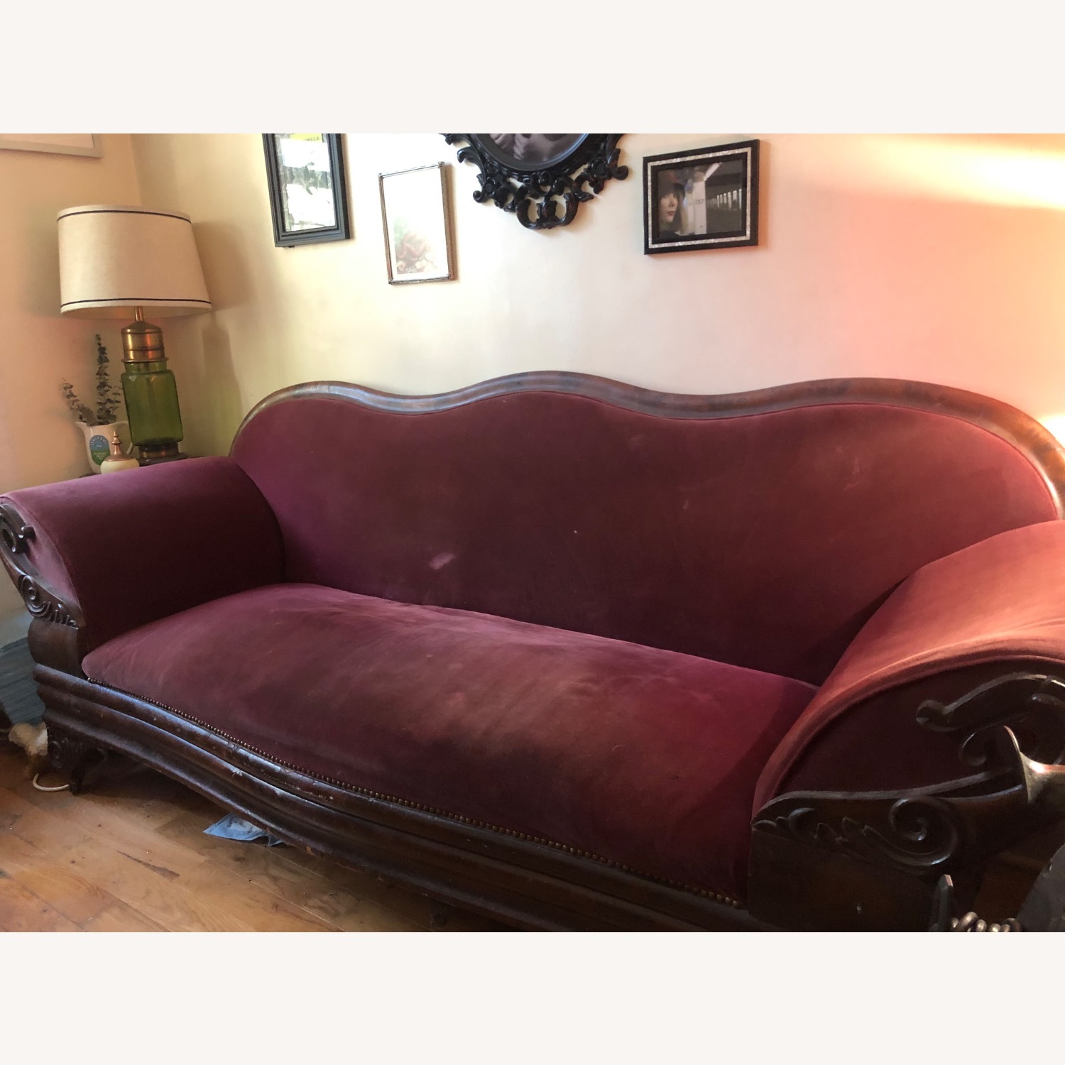 Real Victorian Velvet Couch - image-3