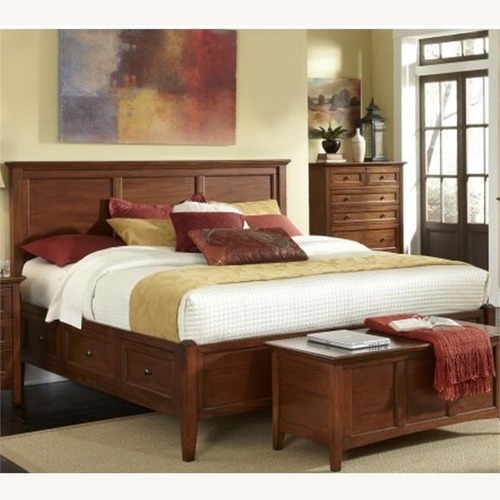 Used A-America Cherry Brown Wood Storage Bed for sale on AptDeco