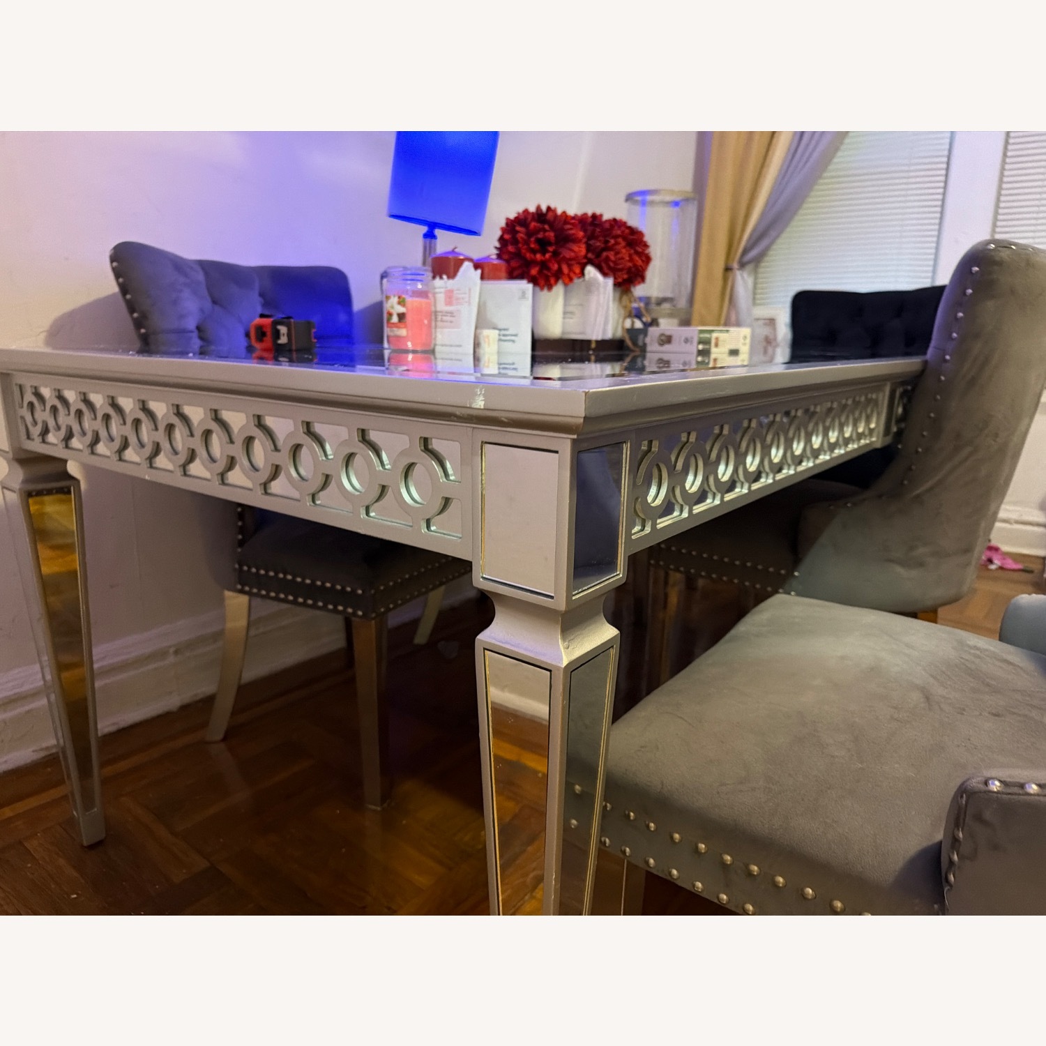 Mirrored Glass Dining Table/ Chairs Included - image-3