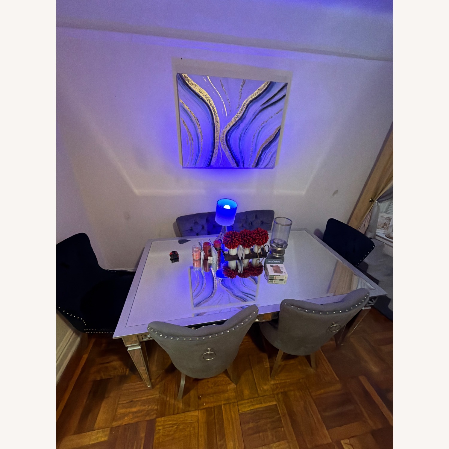 Mirrored Glass Dining Table/ Chairs Included - image-2
