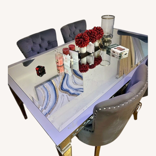 Used Mirrored Glass Dining Table/ Chairs Included for sale on AptDeco