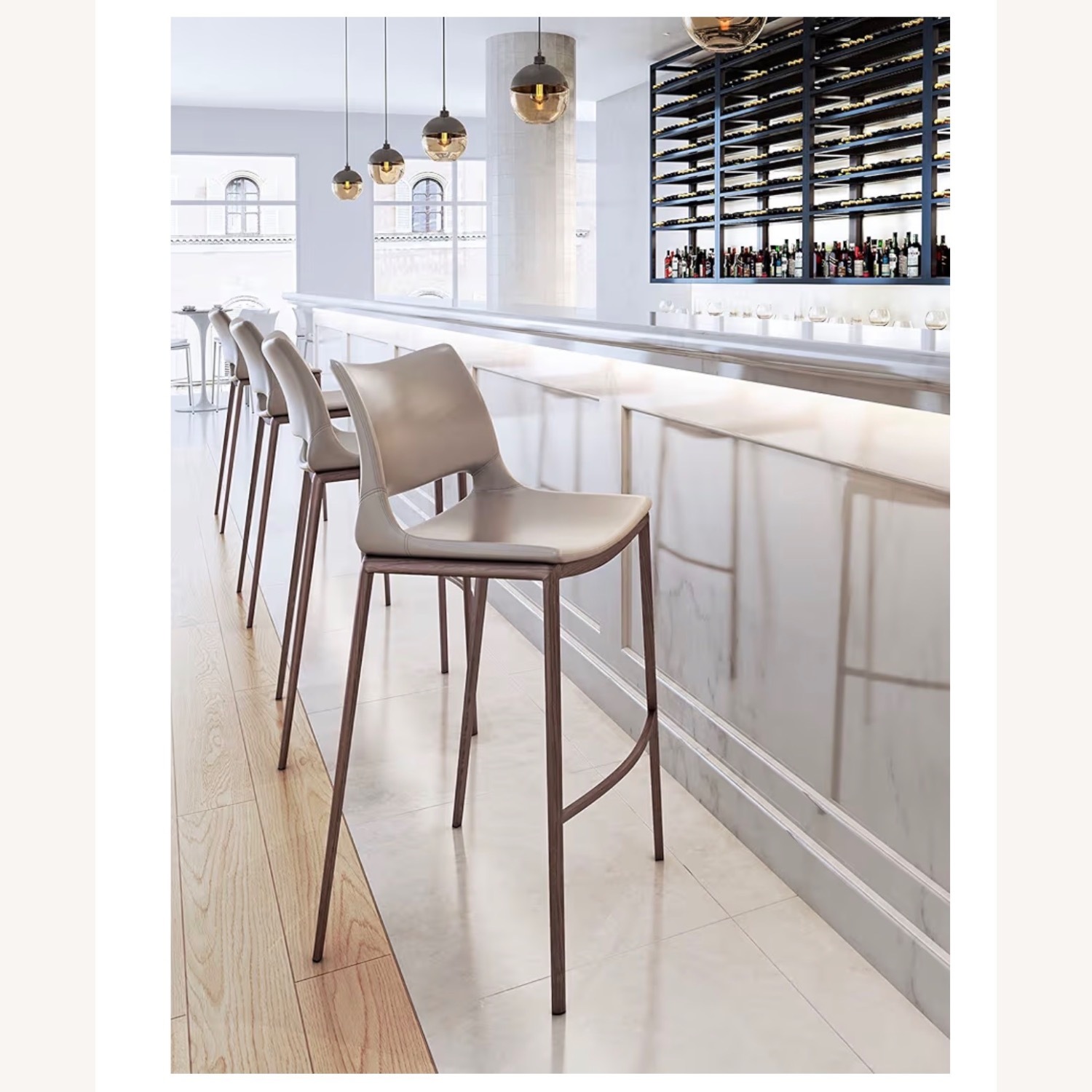 Zuo Ace Barstool Brown Barstool Faux Leather - image-2