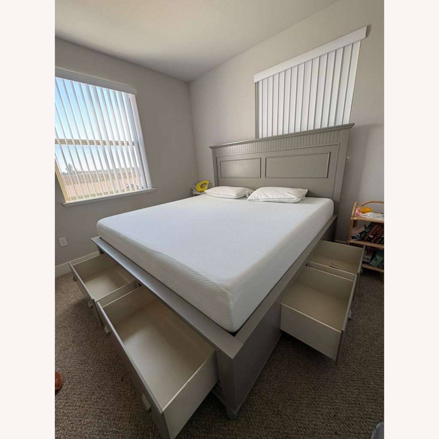 Bob's Discount Furniture Light Gray Wood Full Bed - image-4