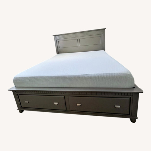 Used Bob's Discount Furniture Light Gray Wood Full Bed for sale on AptDeco